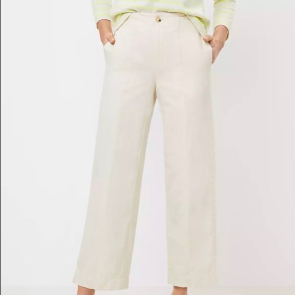 Loft Seamed Twill Wide Leg Cropped Pant 